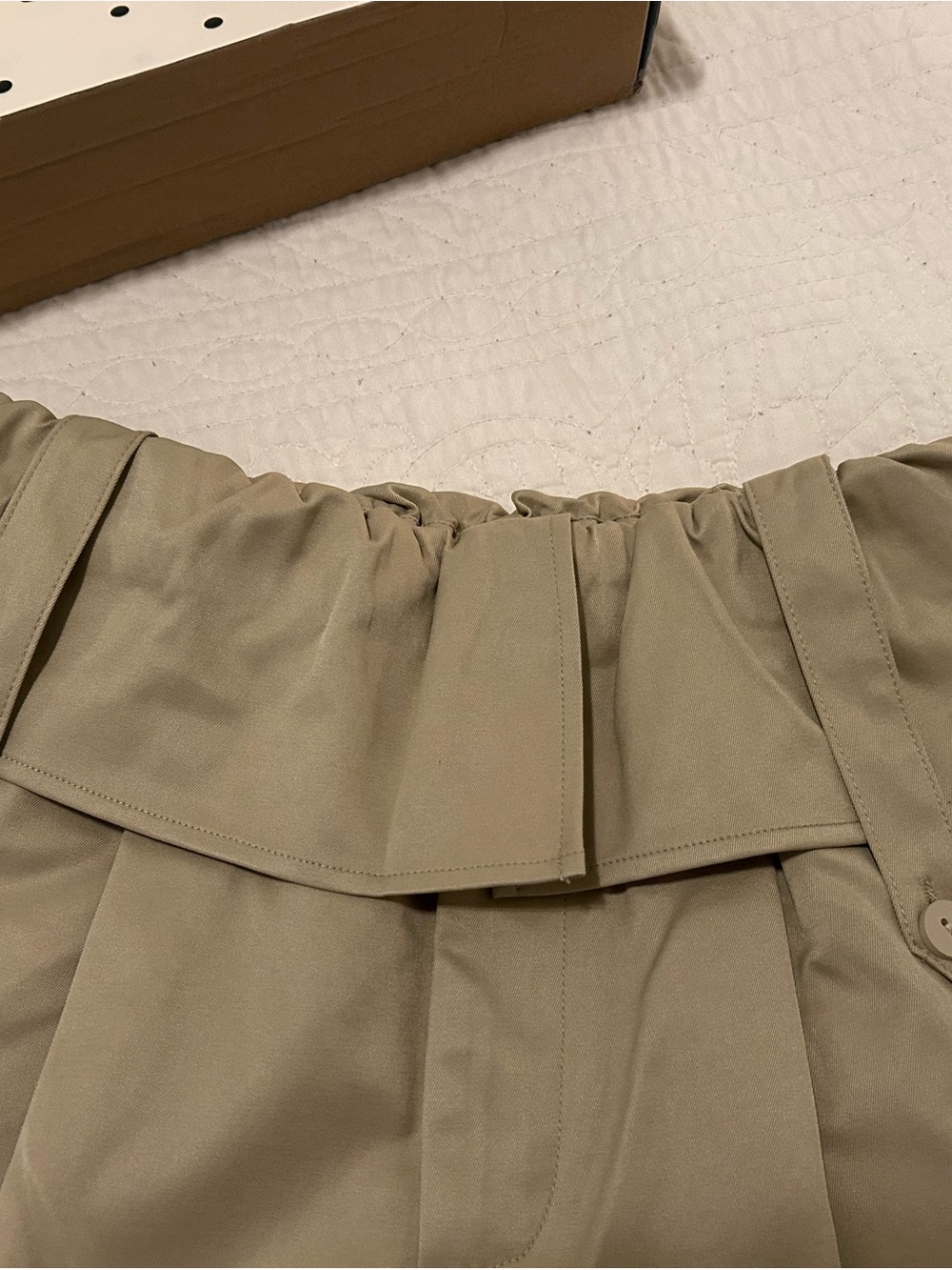 Wide Leg Pants with Paperbag Waist — Khaki